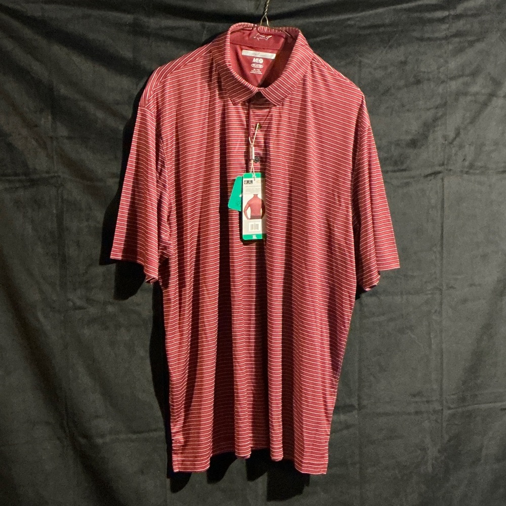 Greg Norman Collection Men's Polo in Red and Black Stripes